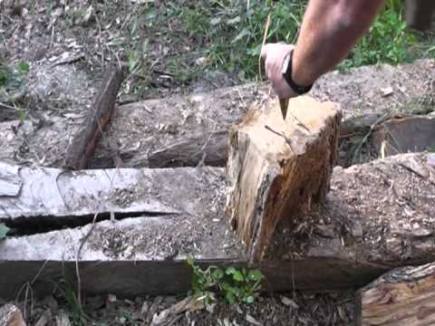 Hand Splitting Firewood Hickory and Live Oak